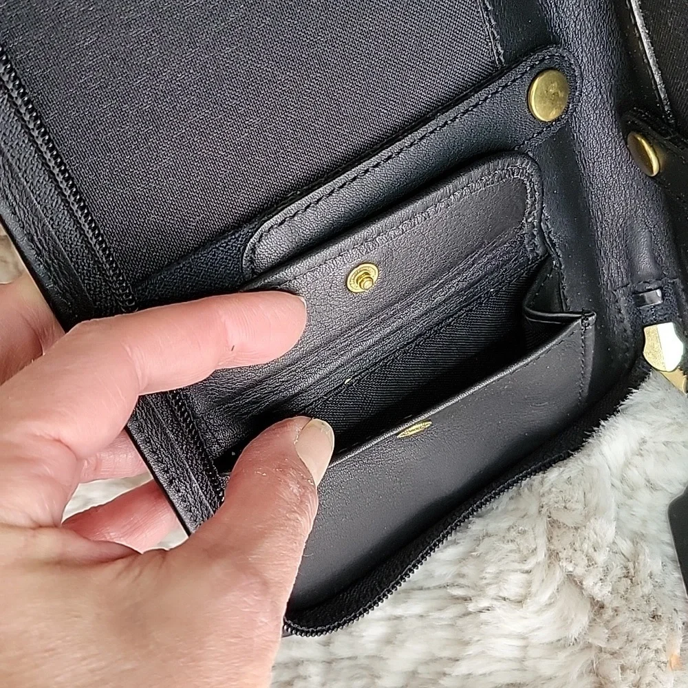 Coach Black Leather Tie Scarf Travel Storage Case